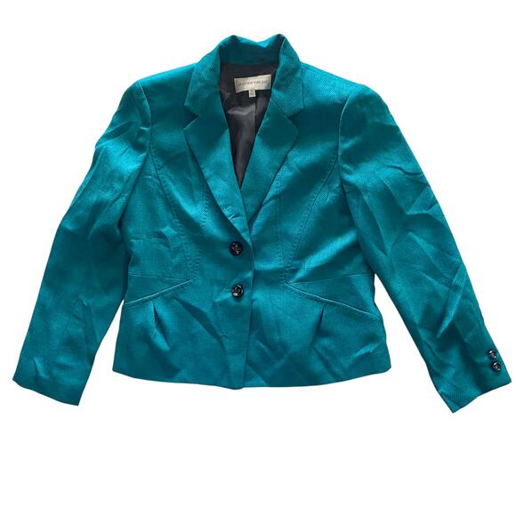 Jones New York : NEW Teal Textured Blazer Jacket Lined Workwear Suiting : 14 - Picture 1 of 11